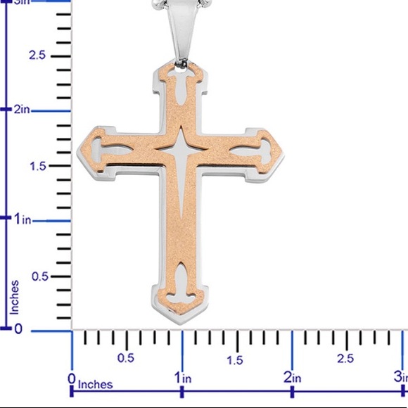 Stardust Cross Pendant Necklace ION Plated YG - Picture 6 of 6